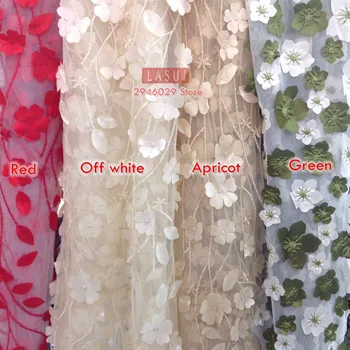 

clothes New lace DIY 3D Mesh Dress lace embroidery fabricblink Beautiful Full sizefavorable Plant flowers 1.5M