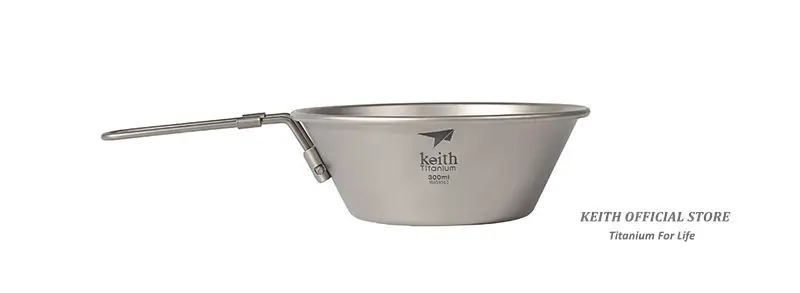 Tigela com Alça Ultraleve de Titânio Panelas de Fundo Keith Dobrável Acampamento Tigelas Talheres 300 ml Apenas 50g Ti5320 8 Keith Tigela Com Alça Dobrável Ultraleve de