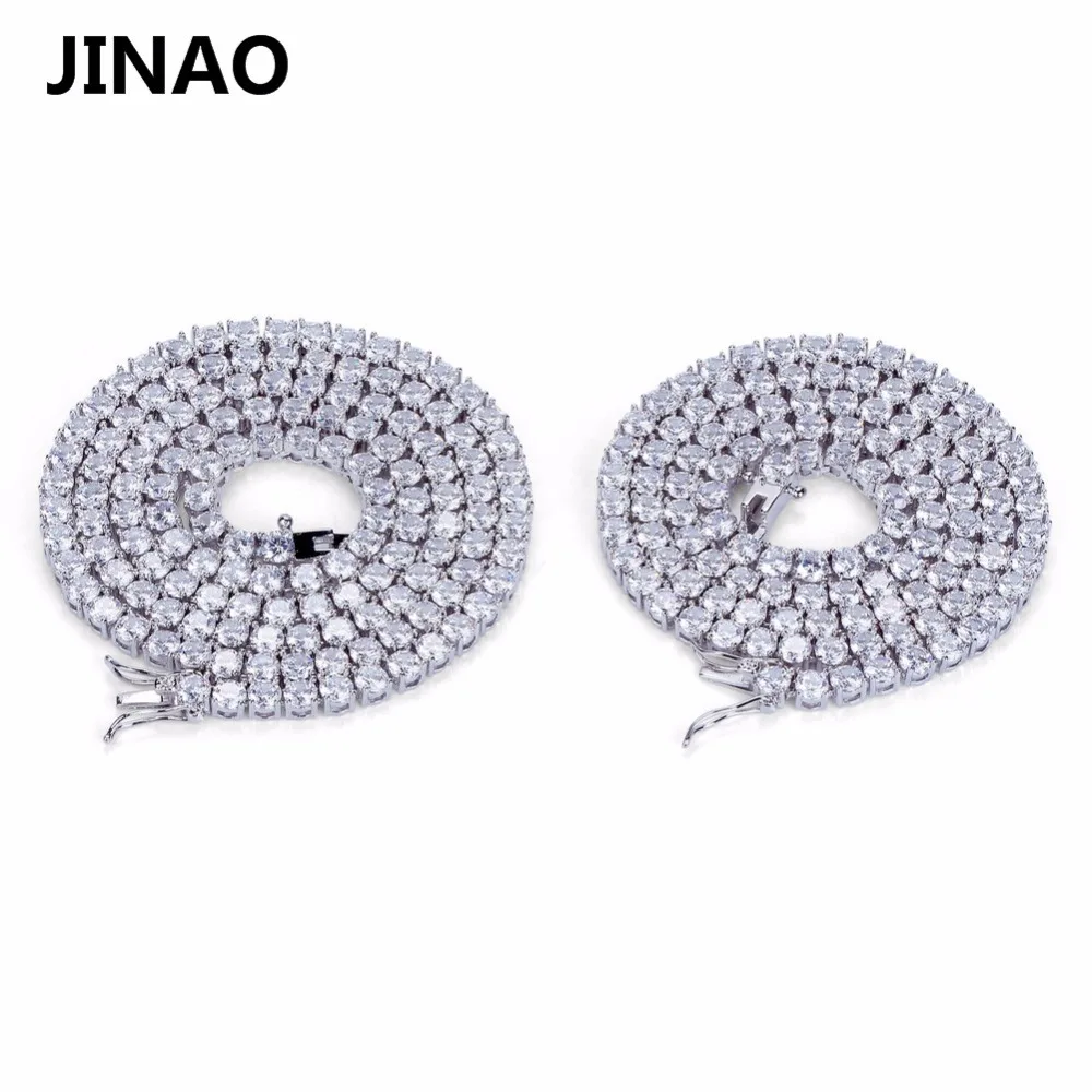 JINAO золото/серебро/цвет розового золота Iced Out цепь хип-хоп медь микро Pave CZ Stone2.5-10 мм теннисная цепь ожерелье