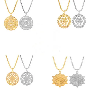 

Fashion Creative Flower of Life Sacred Geometry Mercaba Life Spirit Hollow Pendant Tree of Life Necklace Female Jewelry