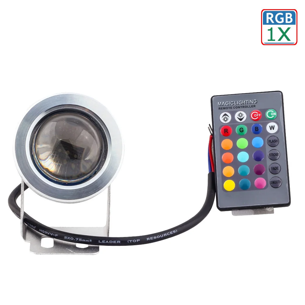 Elinkume Светодиодный прожектор 10 Вт rgb AC/DC12V IP67 водонепроницаемый для аквариума