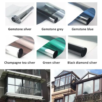 

30cmx5m Waterproof Window Film One Way Mirror Silver Insulation Stickers UV Rejection Privacy Tint Films Home Decoration