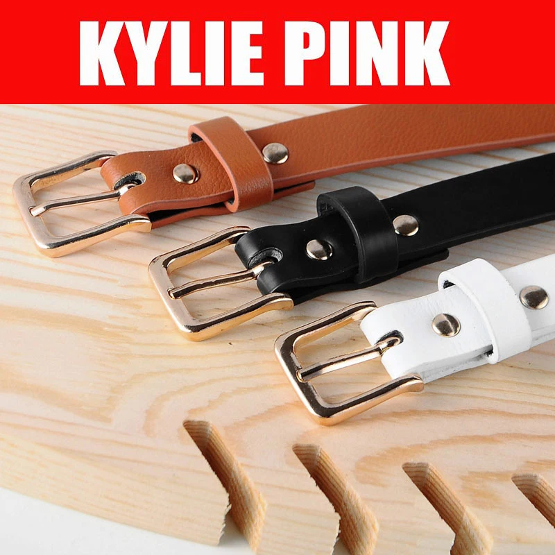 

KYLIE PINK Retro Girls PU Leather Belt Pin Buckle Belt Women's Belt for Jeans Dress Solid Color Belt Lady