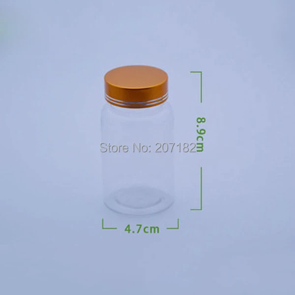 20pcs 100ml Transparent PET Medicine Bottles Capsules/Pills/Powder/Vitamins Plastic Bottles-- Golden/Silver Metal Caps | Красота и
