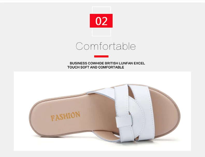 2019 Summer women slippers slip on round toe flat slides sandals women white black leather slippers flip flops slippers  (4)