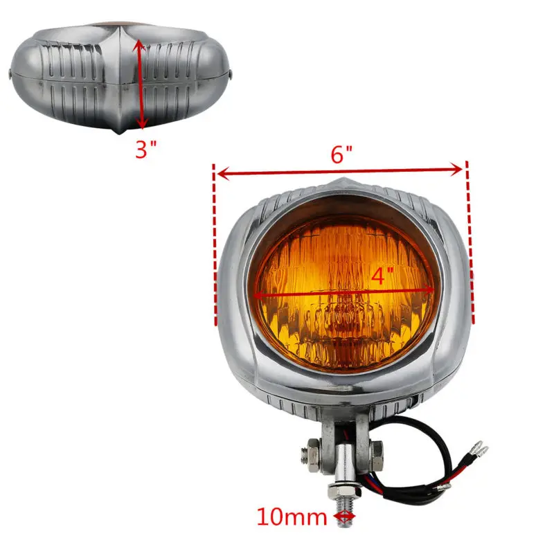 Винтажная фара с прозрачными/оранжевыми линзами для Harley Touring Cross Bones от Dyna Sportster