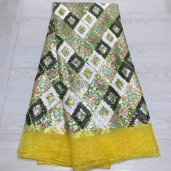 

Gold African Lace Fabric 2019 High Quality Lace Fabric French Sequins Net Cord Tulle Fabrics Nigerian Laces For Wedding Dress
