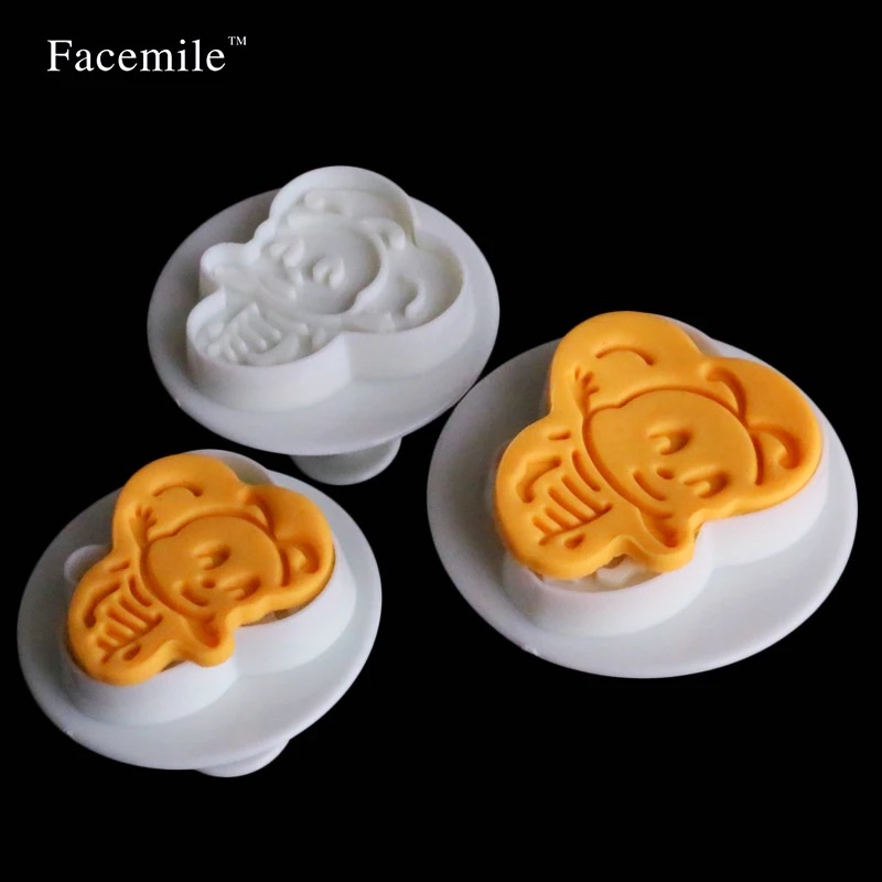 New 3PCS Bee Cookie Biscuit Cutter Mold Stamp Cake Punger Fondant Cake Bread Decorating Mold Cookie Plunger Cutter Tool