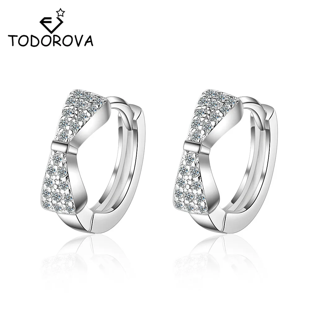 

Todorova CZ Zircon Bowknot Loop Huggies Earrings Small Hoop Earrings for Women Children Girls Kids Jewellery