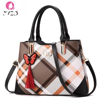 

JVZD Fashion Women's Bag, Stitched PU Leather Messenger Bag, Butterfly Tassel Charm, Shoulder Diagonal Handbag