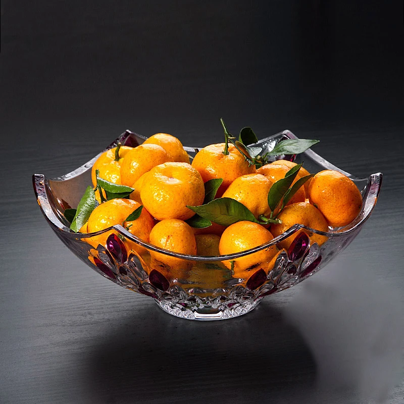 European large crystal glass fruit plate transparent creative fruit