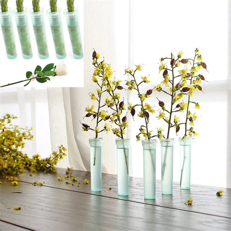 50pc Flower Nutrition Tube Plastic Floral Water Tube With Cap Fresh