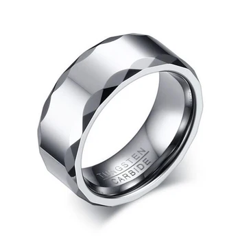 

Quality Men Band Ring Silver Color 8mm Width Tungsten Carbide Ring Never Stripe Rust or Fade Wedding Ring