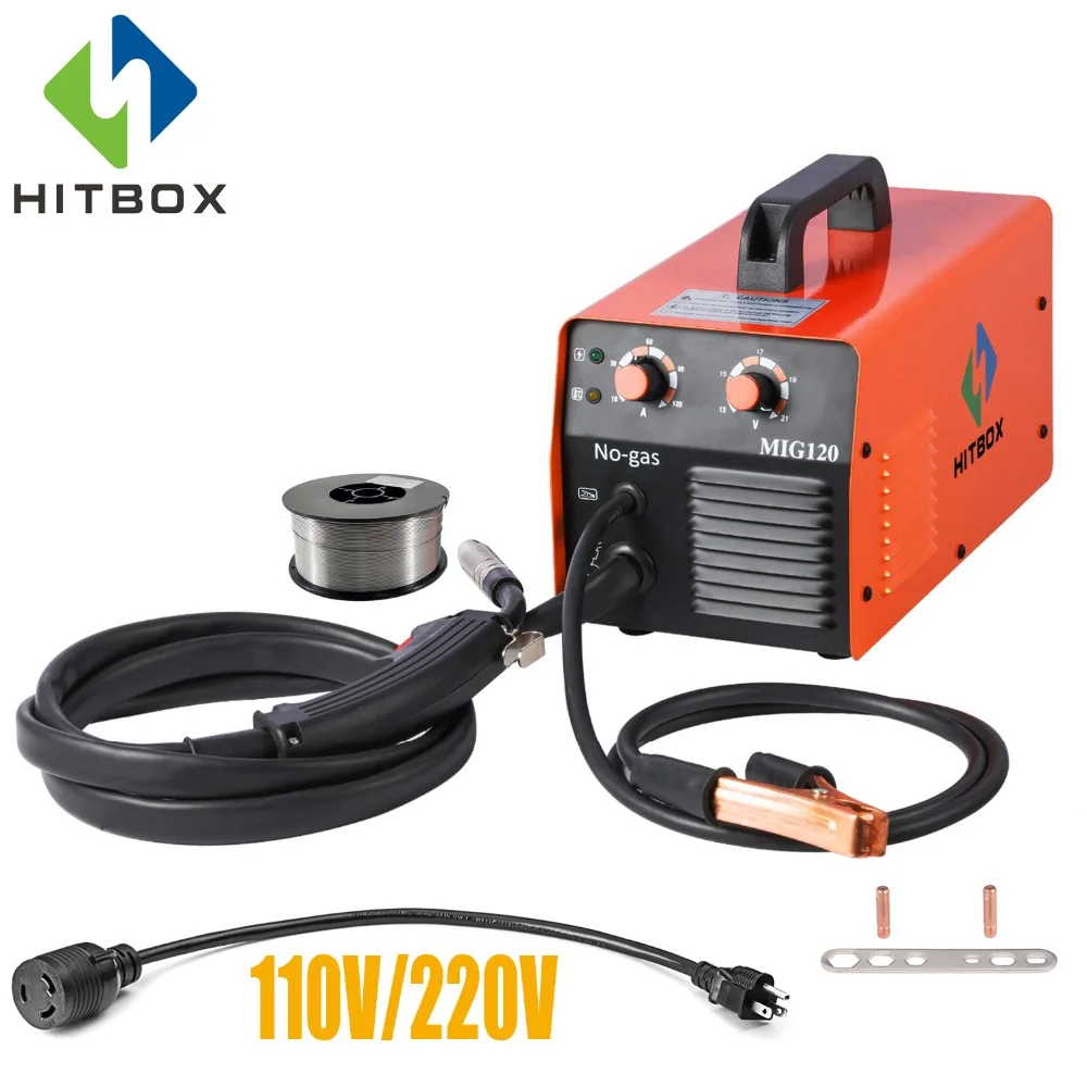 HITBOX Mig сварочный аппарат без газа 220V MIG1200 Mag сварочные аппараты из железной стали сварочное оборудование MIG MAG сварочный аппарат портативный сварочный аппарат