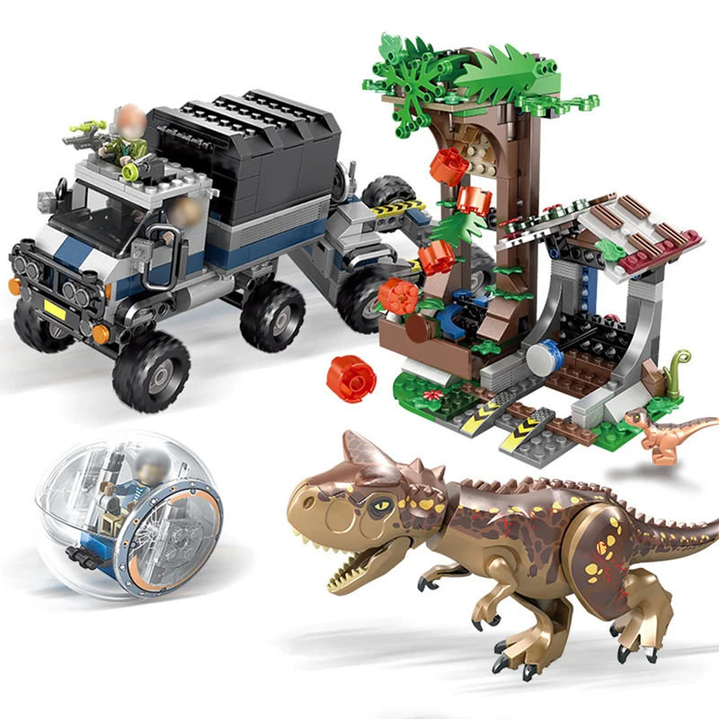 

Carnotaurus Gyrosphere Escape Set 595 Pcs Bricks Compatible Legoing Jurassic World 75929 Building Blocks Boys Gifts Toys