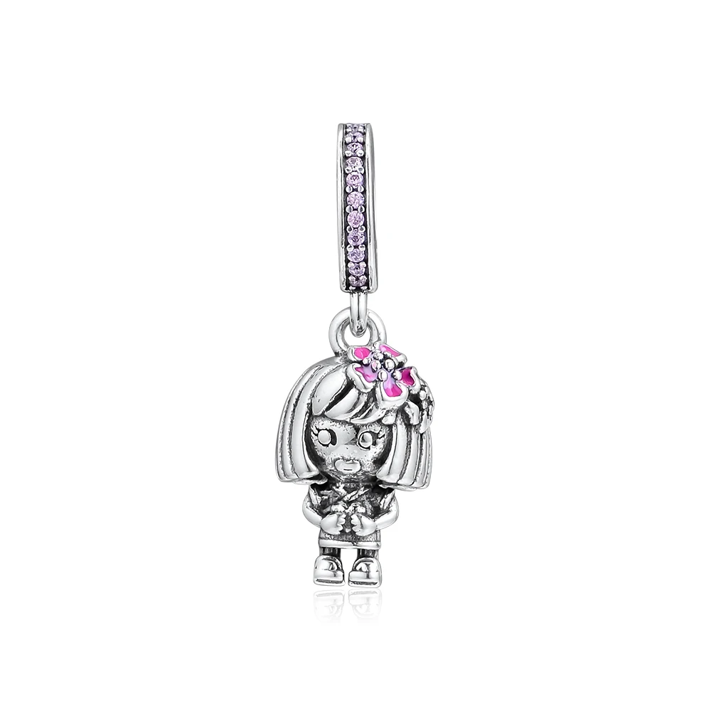 

Pandulaso Chinese Flower Girl Charm Woman DIY Fashion Sterling Silver Jewelry Beads Fits European Charms Bracelets