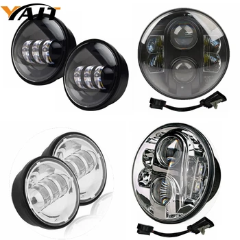 

For Street Glide Fat Boy Road King Heritage Softail 7 inch LED Headlight 4.5 inch Fog Lights 6000K