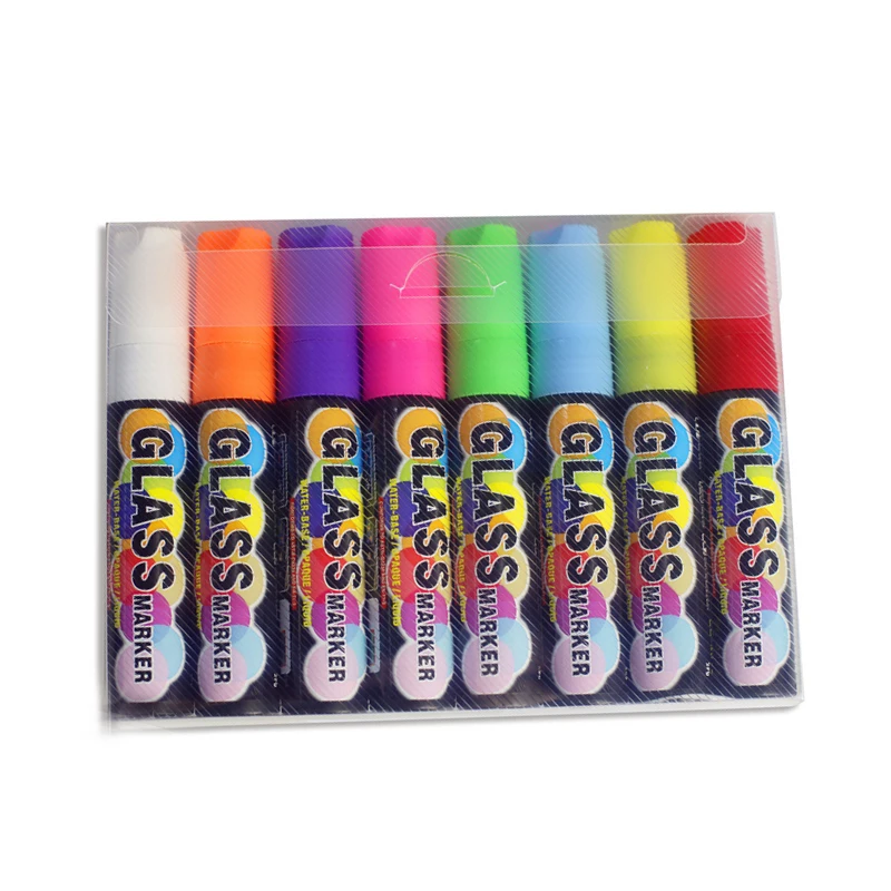 8 Color Glass Marker 8mm Non toxic Highlighter Pen Paint Markers Art