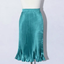 Новое поступление для женщин плиссированные юбки для блестящий глиттер золото расклешенные Высокая талия павечерние чка партии Дамы сезон: весна-лето