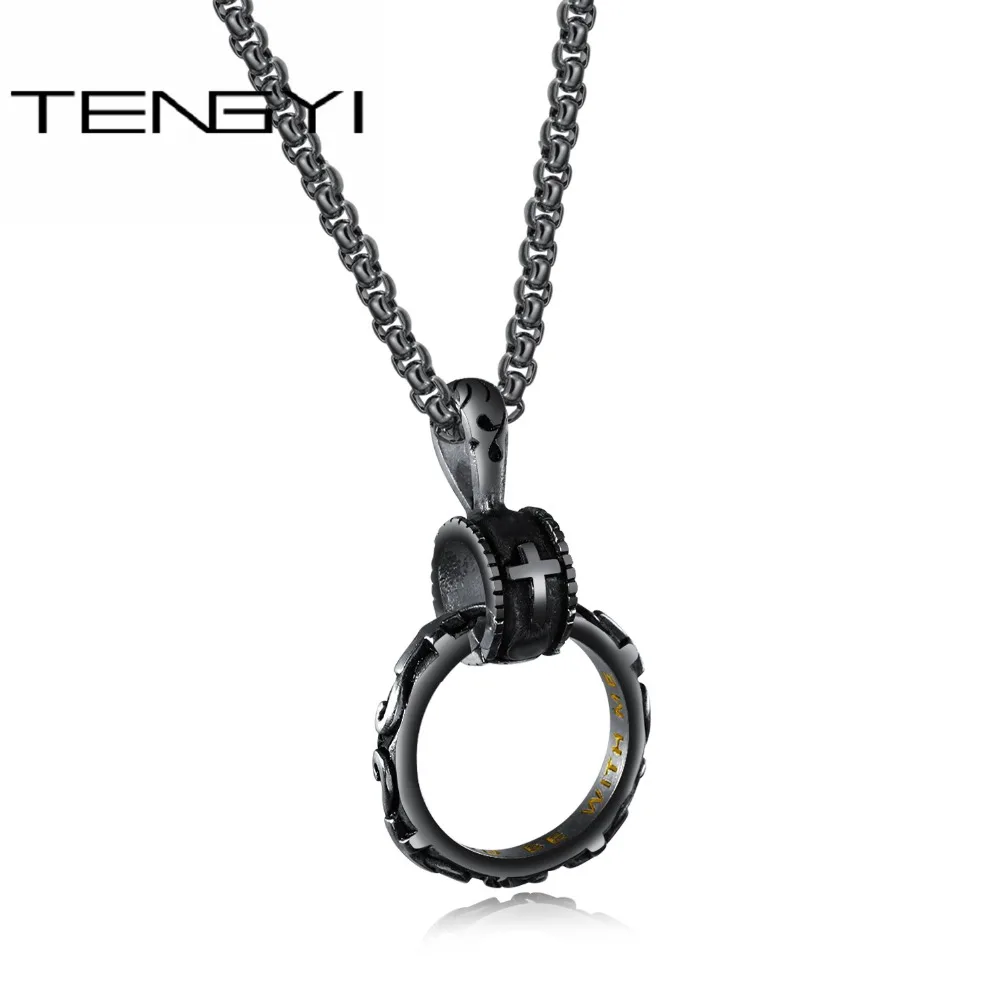 TENGYI High Quality Jewelry Cool Round Pendant Necklace Stainless Steel