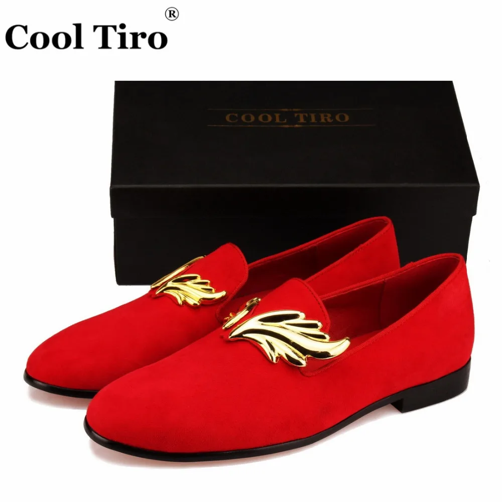 Cool Tiro/красные замшевые Для мужчин s Лоферы золотого пламени Мокасины Мужские туфли Свадебная вечеринка Туфли без каблуков SmokingSlippers повседневная обувь модные