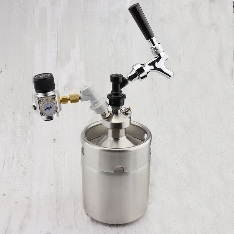 

2L 64 Ounce Mini Keg Pressurized Growler for Craft Dispenser System CO2 Draft Beer Faucet with Perfect Pour Regulator