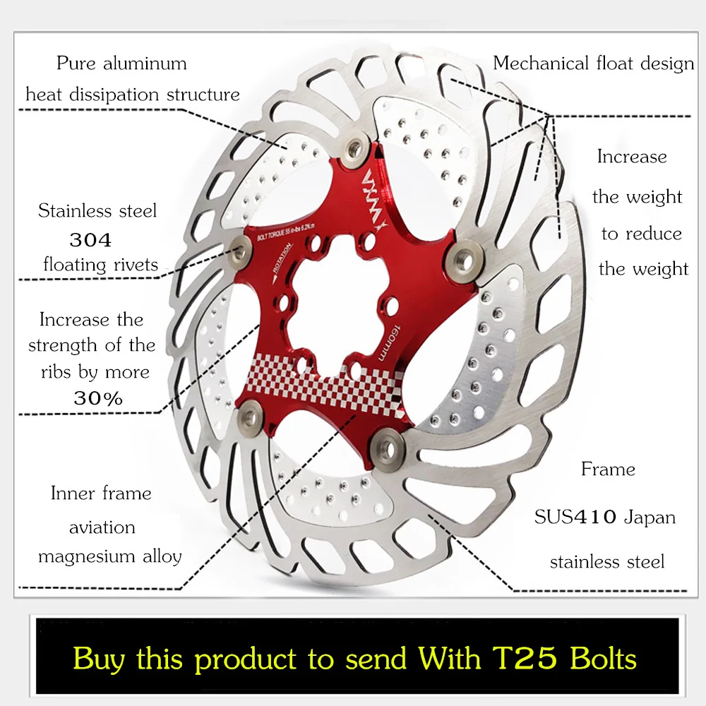 VXM Велосипедный тормозной охлаждающий диск плавающий ледяной ротор для MTB шоссейного велосипеда 203 мм 180 мм 160 мм 140 мм охлаждающие тормозные роторы детали велосипеда