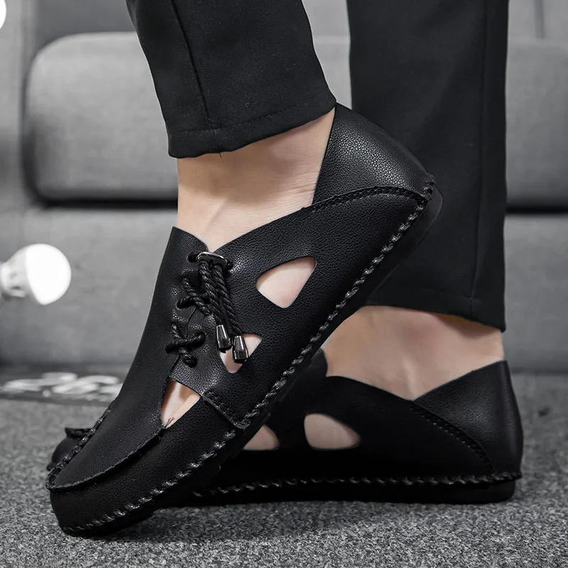 

summer mens beach sandals outdoor leather shoes sandalias hombre gladiator sandals for men designer mules flip flops sandals L5