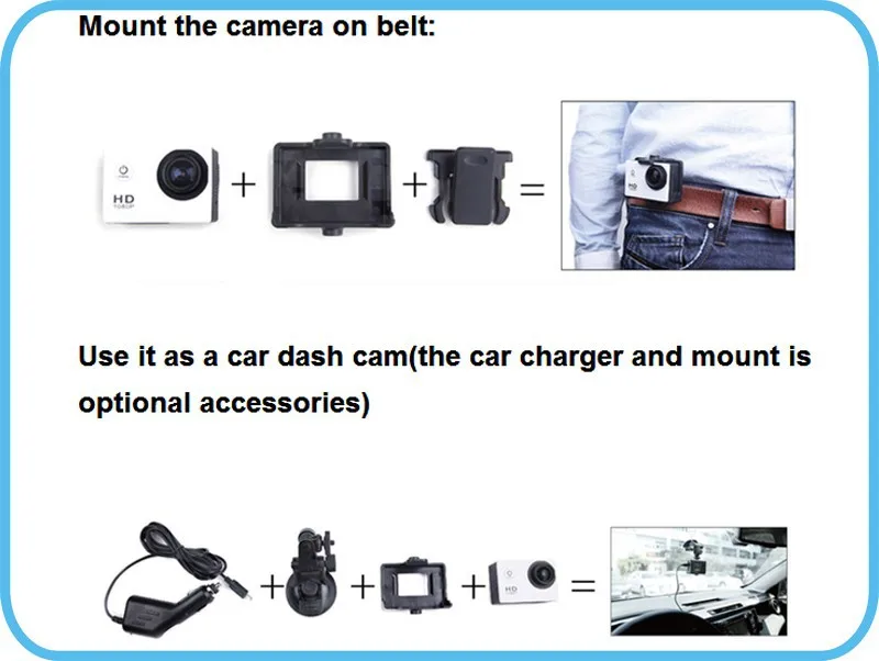 SJ4000 Wi-Fi SJCAM Спортивная Экшн-камера Камера+ автомобиля Зарядное устройство+ штатив+ 1 дополнительная батарея для съёмок цифрового видео в качестве Камера