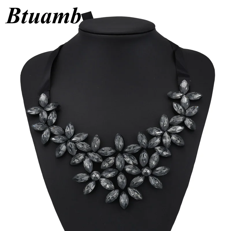 

Btuamb Collar Statement Necklaces Jewelry New Arrival Shining Rhinestone Water Drop Flower Bib Bar Necklaces for Women Collier