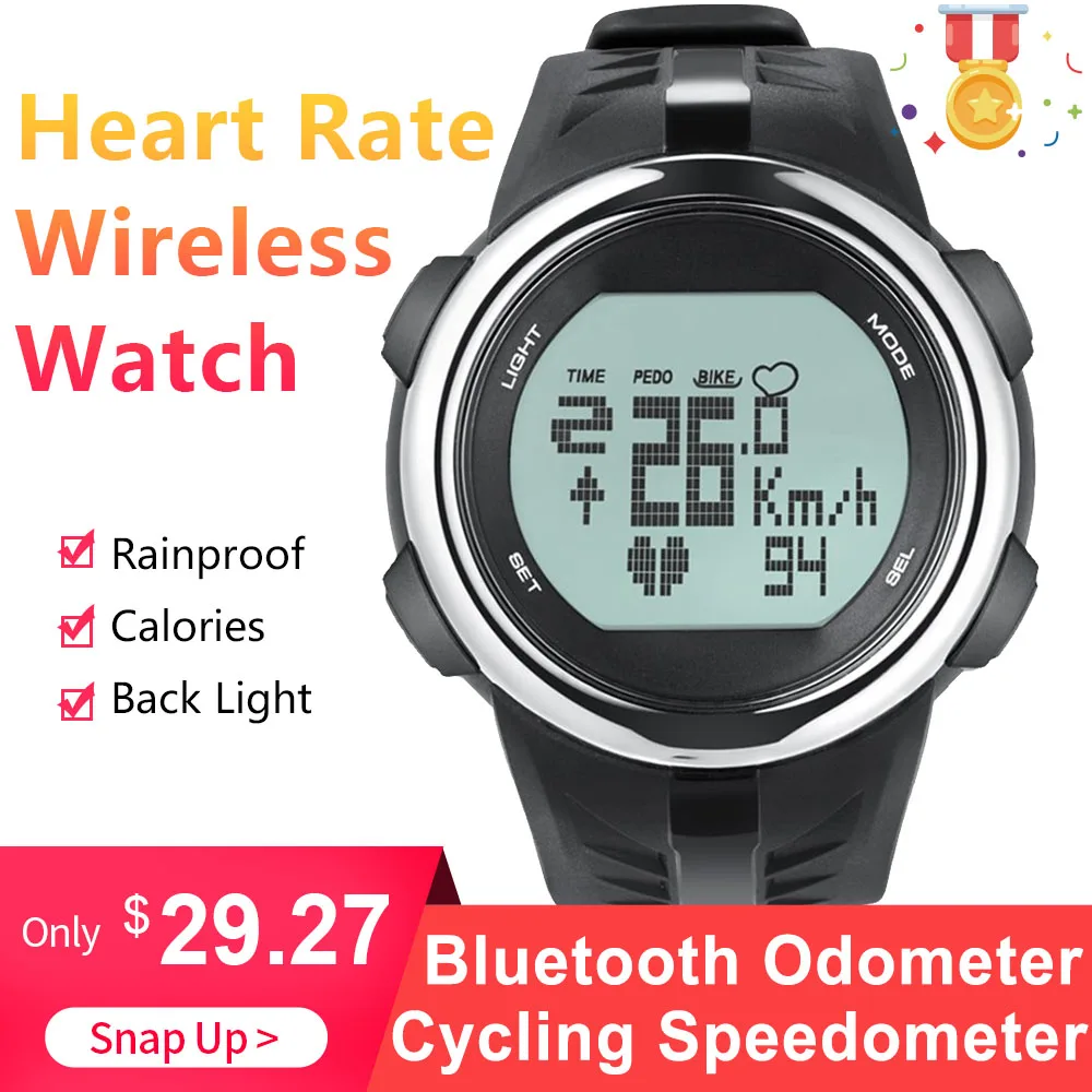 

New Bicycle Computer Wireless MTB Cycling Odometer Rainproof Speedometer LED Digital Rate Bluetooth Heart Rate Smart Watch