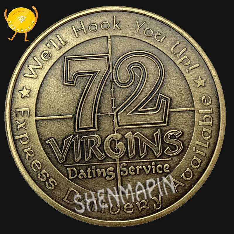 

72 Virgins Liberty Commemorative Coin United States Army Sniper Honor Coins Collectibles Three-dimensional Retro Bronze Coins