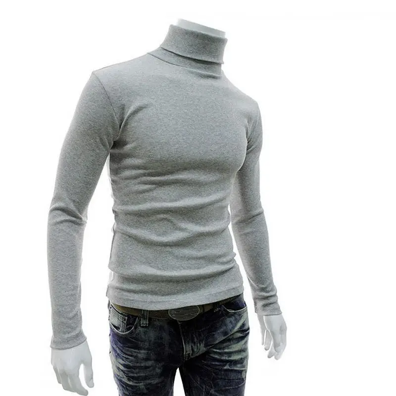 2019 New Autumn Winter Men'S Sweater Men'S Turtleneck Solid Color Casual Sweater Men's Slim Fit Brand Knitted Pullovers