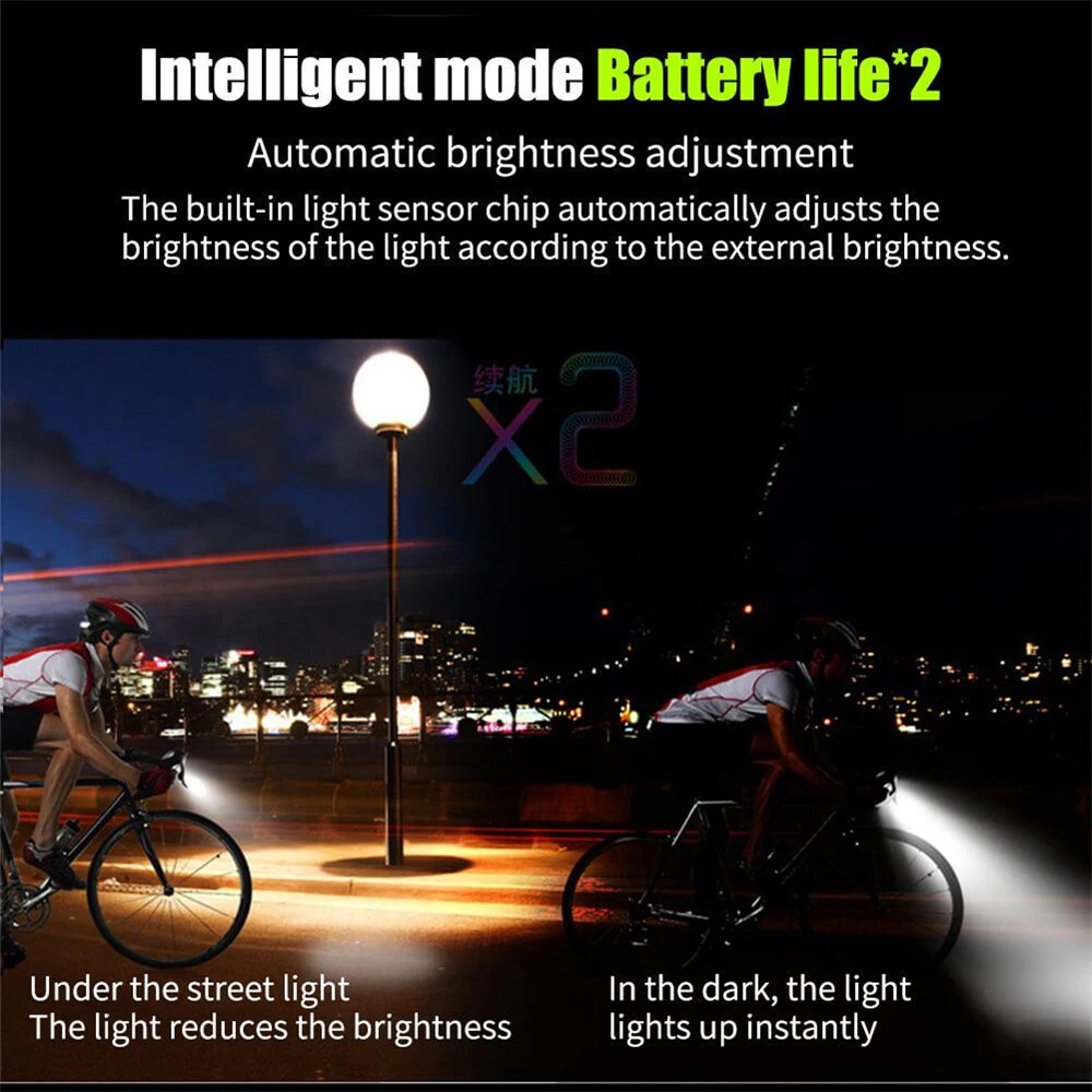 Discount 4000MAH Induction Front Bicycle Lights Set USB Rechargeable Headlight + Horn 800 Lumen Smart LED Bike Lamp Cycling Flashlight 7