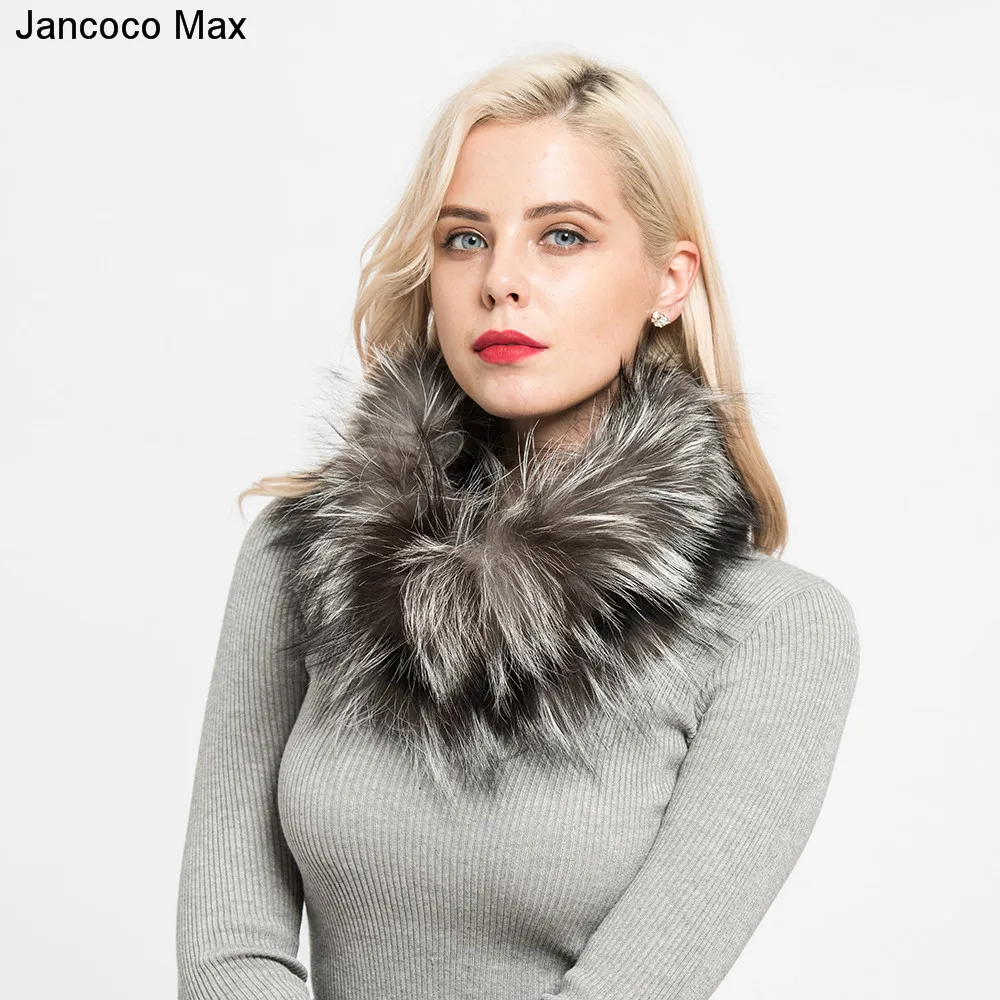 Koop Jancoco Max 2018 Nieuwe Real Vos Bont Sjaals Winter Dikke Warme Top Kwaliteit Sjaal Natuurlijke Bont Uitlaat S7120