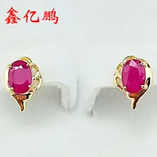 18 k золото натуральная Рубиновая серьга