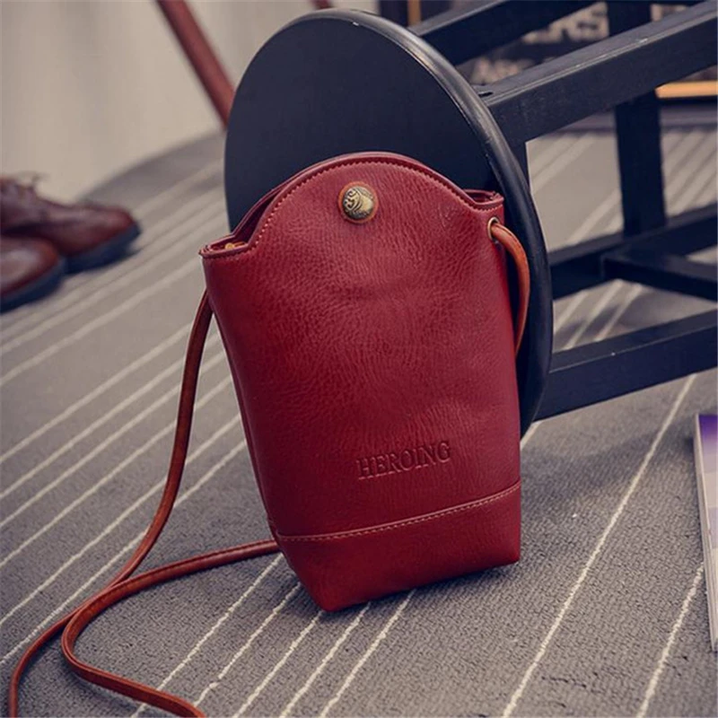

Explosion Retro Kettle Bag Shoulder European And American Fashion Bucket Phone Diagonal Handbag PU Leather Pure Color Mini Bags