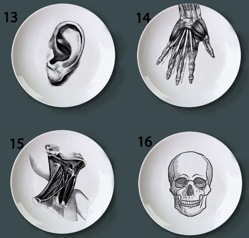 Najtaniej Struktura ludzkiego ciała ozdobny talerz artystyczny talerz ceramiczny rzemiosło białe i czarne do farbowania płyta do dekoracji wnętrz danie studyjne
