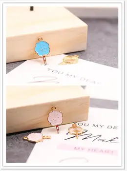 

Diy jewelry making 50pcs/lot alloy drop oil cartoon cotton candy shape metal floating locket charms fit earring/bracelet pendant