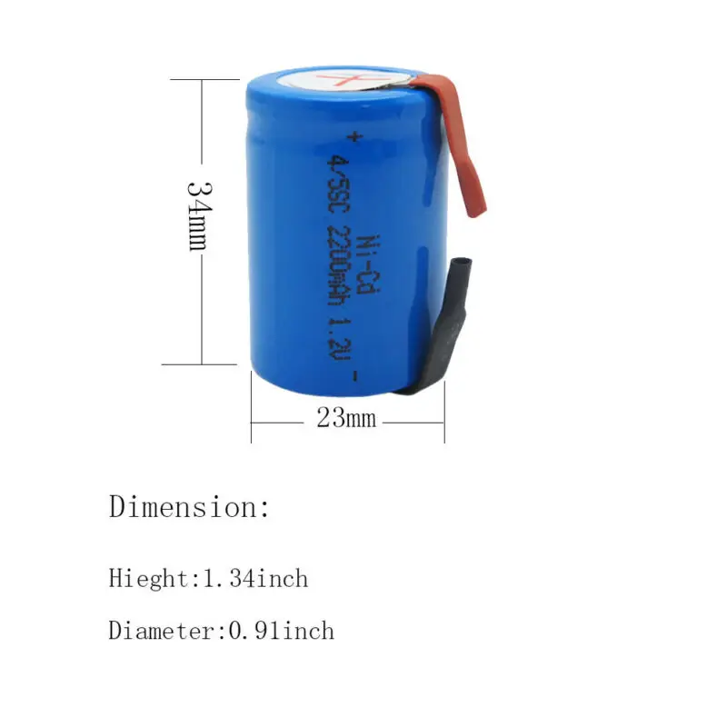 2 шт. Ni Cd 4/5 SubC Sub C 1 В 2200 мАч аккумуляторная батарея с вкладкой GTF|Перезаряжаемые