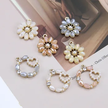 

Min order 20pcs/lot color bead decoration cartoon flower/rounds shape alloy floating locket charms diy jewelry earring accessory