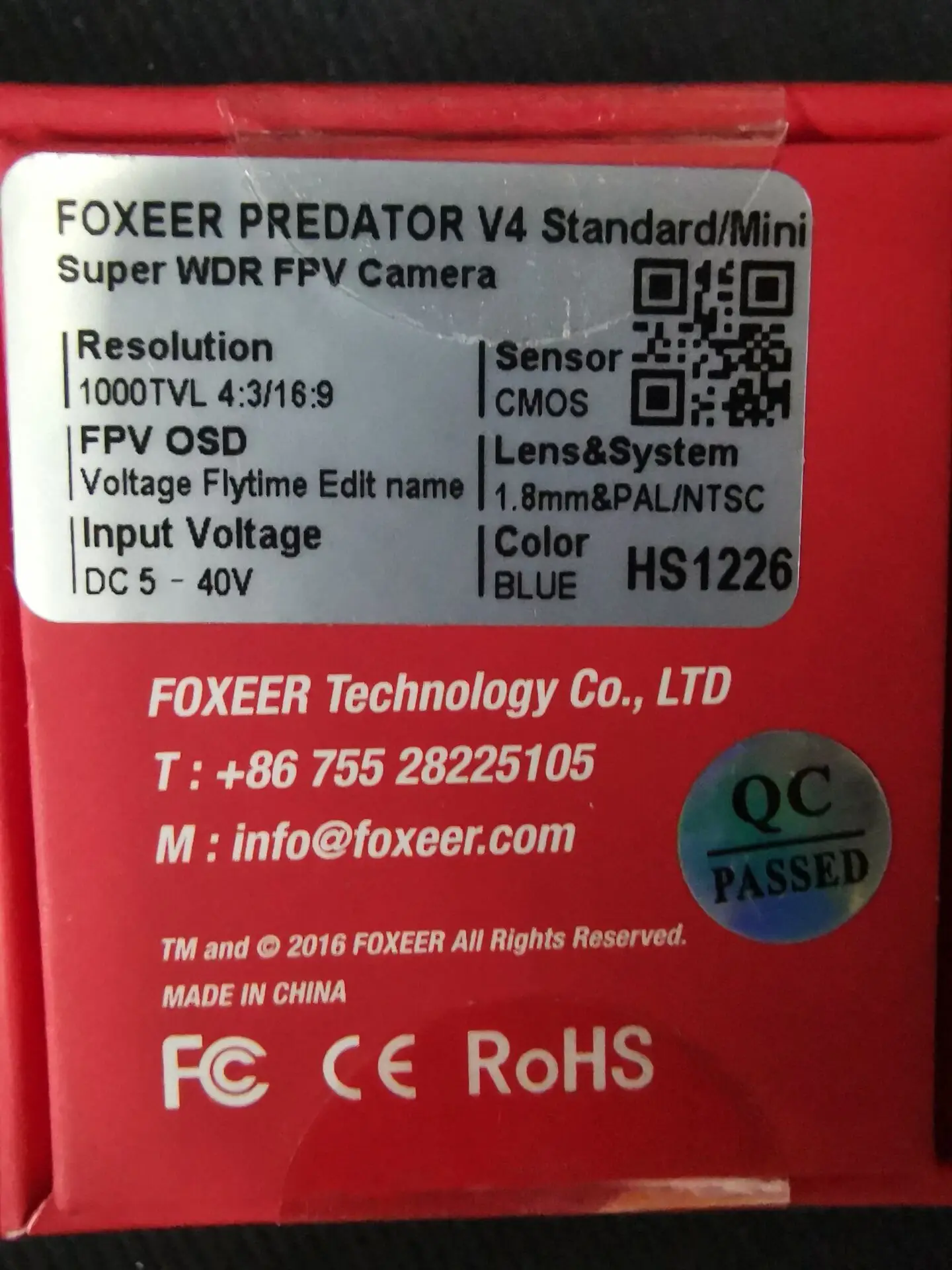 Foxeer Predator V4 FPV камера гоночный Дрон мини-камера 16:9/4:3 PAL/NTSC переключаемый Супер WDR, osd 4 мс задержка Upgarded PredatorV3