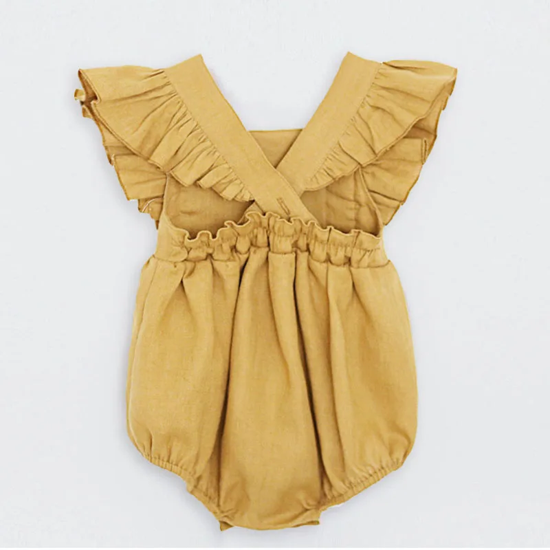Crianças sem Mangas Roupas do Bebê Recém-nascido Meninas Babados Macacão Bebe Um-pieces Verão Backcross Menina Playsuit Macacões 12 Mamãe e Bebê