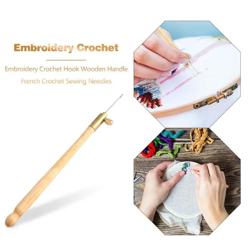 Вышивка крючком с 3 иглами деревянная ручка французский вязание крючком швейные иглы DIY ремесло Бисероплетение Обруч Набор инструментов для шитья