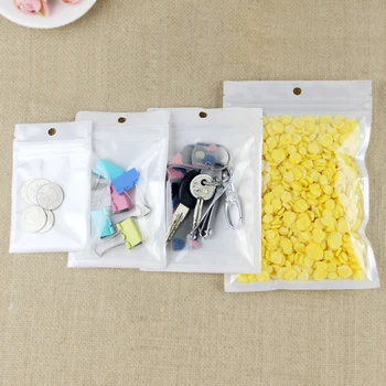 

Small White / Clear Zip Lock Plastic Package Bags with Zipper Self Seal Transparent Ziplock Poly Packaging Bag Hang Hole