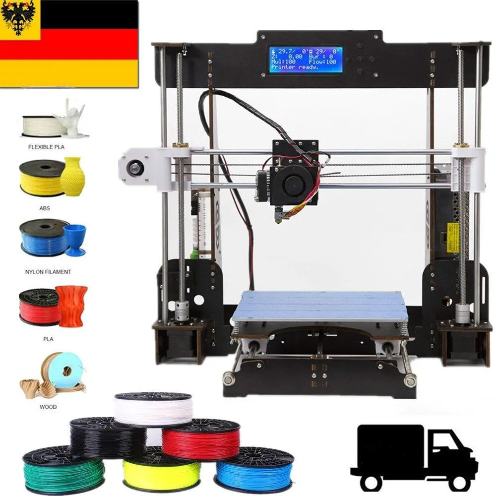 3D Drucker A8 комплект Prusa I3 нормальный 3d принтер 0,4 мм сопло i3 алюминиевый сплав Hotbed Pritner DIY комплект нити США