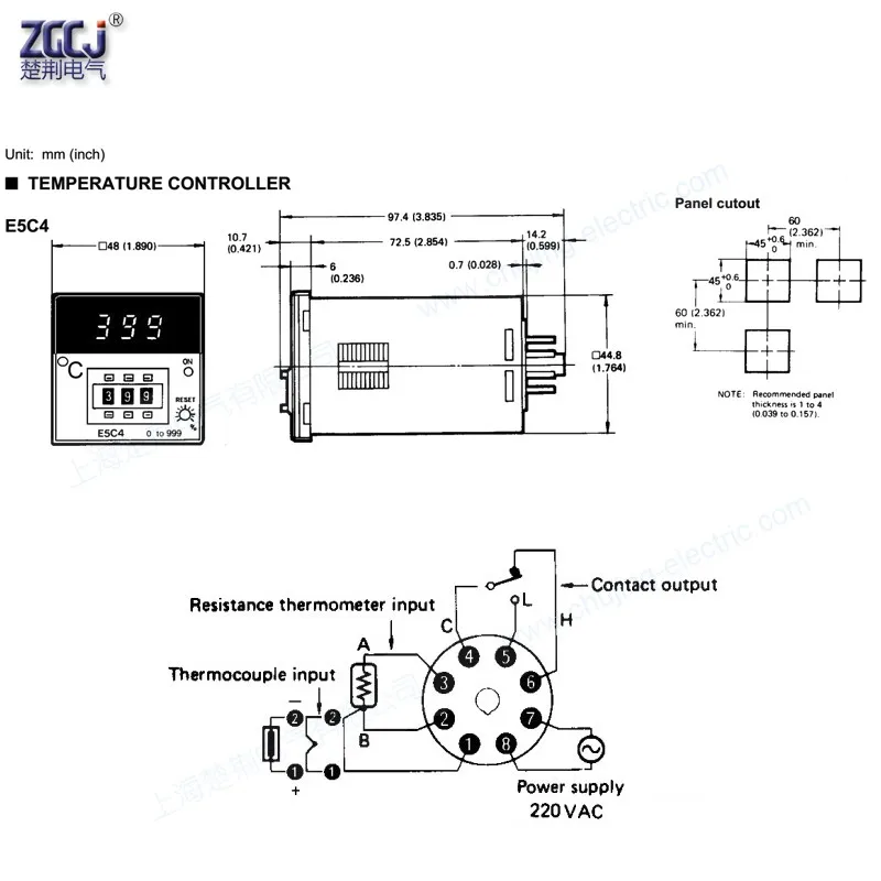 Тип-j CJ-E5C4 терморегулятор регулятор температуры 35 мм Din Тип Цифровой термостат