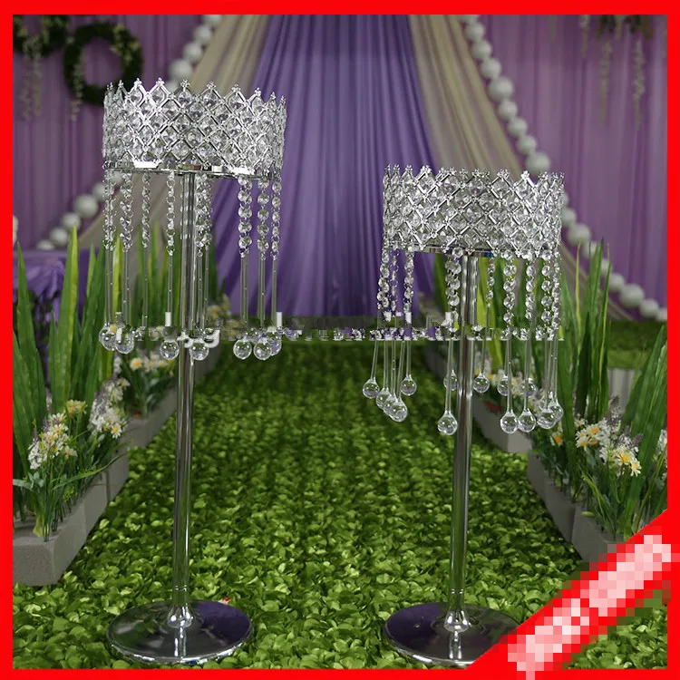 Crystal & metal flower stand wedding pillar wedding walkway stand for