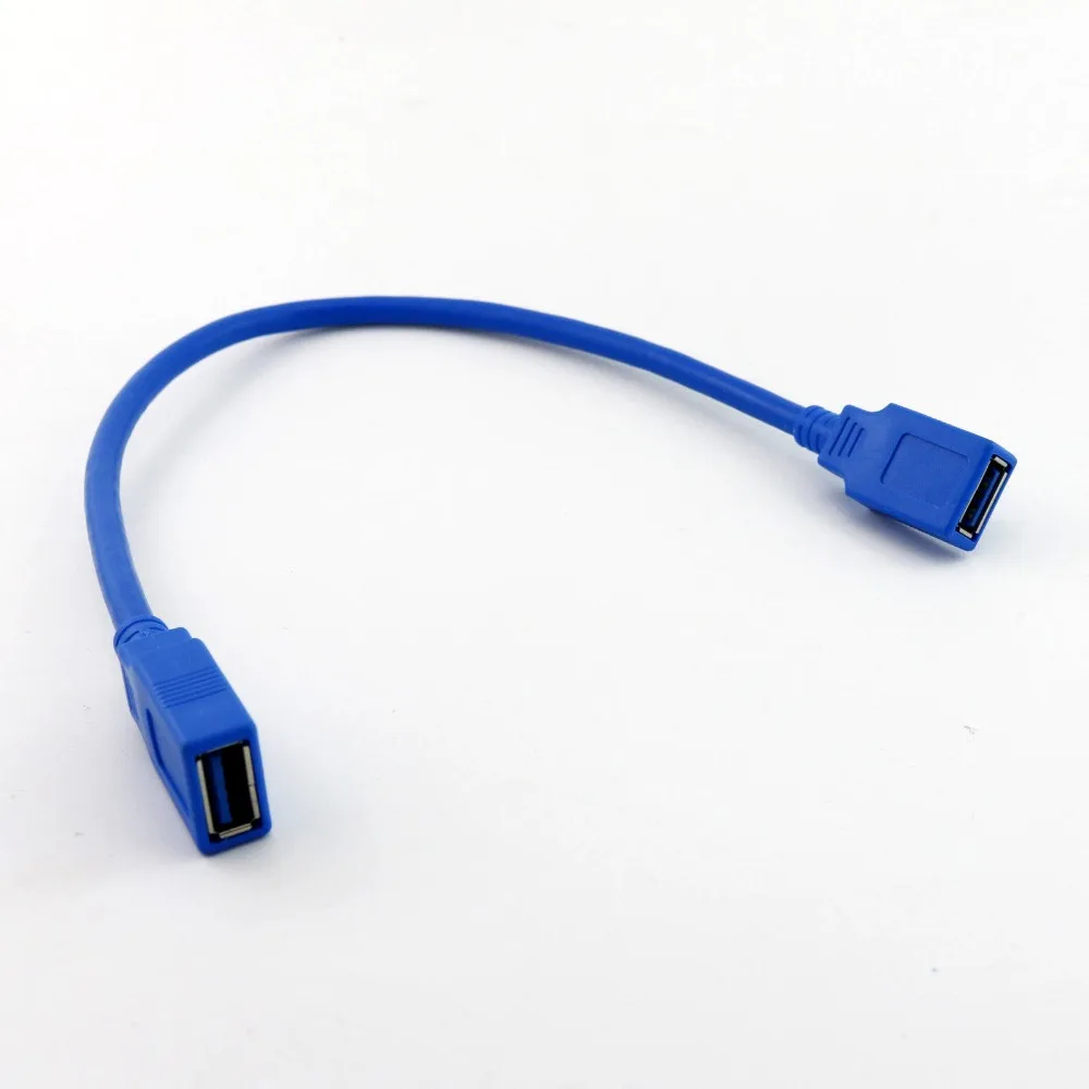 10x USB 3,0 A Женский к USB 3,0 A женский разъём Женский переходник с удлинителем Кабель-адаптер Шнур 1FT/30 см синий