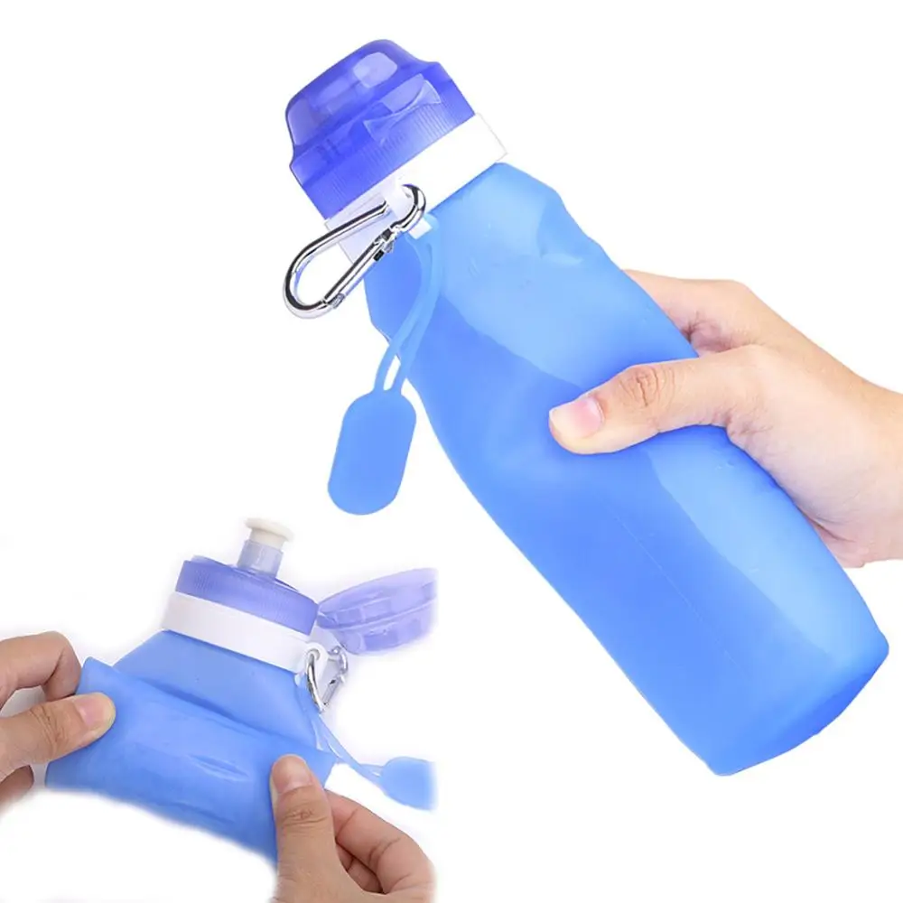 

400ML Collapsible Silicone Water Bottles with hook BPA Free Leak Proof Foldable Travel Sports & Outdoor Water Bottles Portable